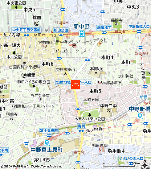 まいばすけっと中野十貫坂上店付近の地図